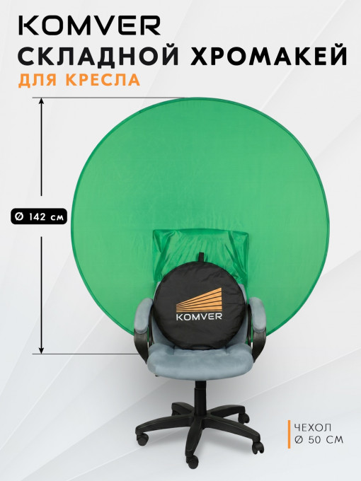Фон для кресла Komver KF-P14GS 142 см зеленый хромакей