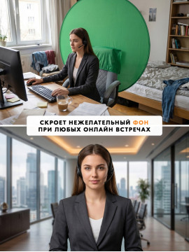 Фон для кресла Komver KF-P14GS 142 см зеленый хромакей
